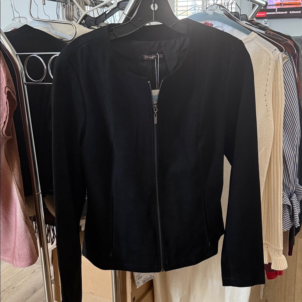 J. McLaughlin Elegant Black Zip Blazer